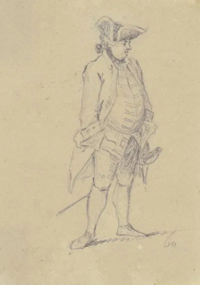 Stehender Offizier mit Degen. by Даниэль Николай Ходовецкий, 1760 — digital art print download