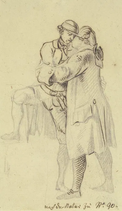 Zwei Männer nehmen Abschied voneinander by Даниэль Николай Ходовецкий, 1773 — digital art print download