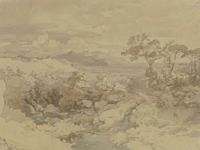 Italian landscape by Эдуард Вильгельм Позе — digital art print download