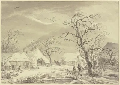 Village in the winter by Эгберт ван Дриелст — digital art print download