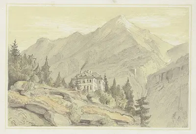 Alpenhotel, im Hintergrund der Gamskarkogel by Эмиль Людвиг Лёр — digital art print download