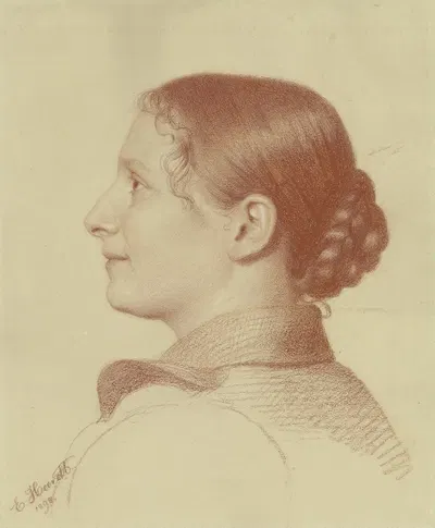 Bildnis einer Frau im Profil (Bildnis des Fräulein Irma Müller-Krämer) by Emma Heerdt, 1898 — digital art print download