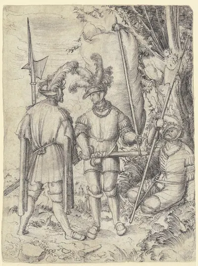 Fahnenträger und zwei Landsknechte by Erhard Altdorfer — digital art print download