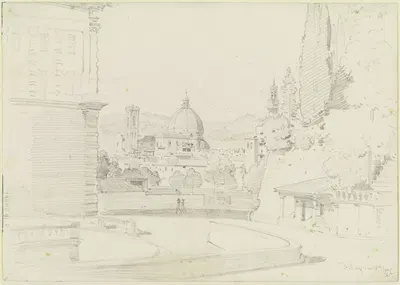 Florenz vom Giardino di Boboli aus gesehen by Эрнст Фриз, 1825 — digital art print download