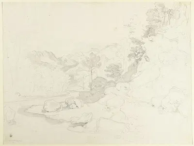 River section near Massa by Эрнст Фриз, 1825 — digital art print download