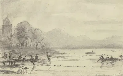 Boats at the Chiemsee by Фридрих Эрнст Морганштерн, 1876 — digital art print download