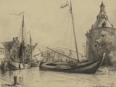 Канал с рыболовными лодками by Фридрих Эрнст Морганштерн, 1899 – 1899 — digital art print download