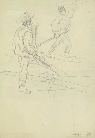 Study sheet; Two fishermen by Фридрих Эрнст Морганштерн, 1890 — digital art print download