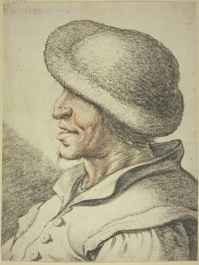 Bust of a peasant in left profile by Эсайас ван де Вельде, 1629 — digital art print download