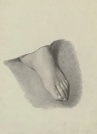 Der linke Fuß von Eduard Steinbrücks 'Genoveva im Walde' by Eugen Eduard Schäffer, 1839 — digital art print download