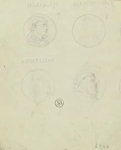 Köpfchen zur Einfassung der Veitschen Freskobilder im Städelschen Kunstinstitut by Eugen Eduard Schäffer — digital art…