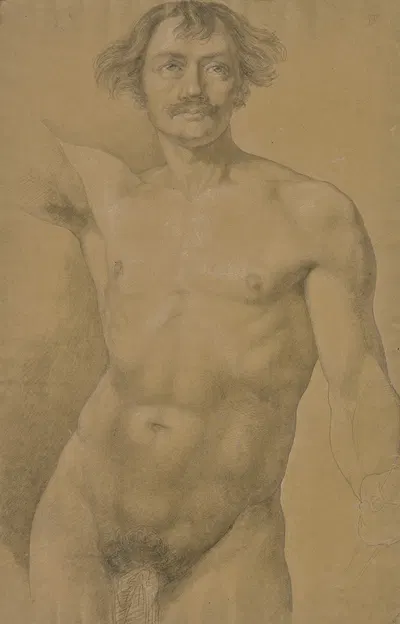 Männlicher Akt, Kniestück en face by Eugen Eduard Schäffer — digital art print download