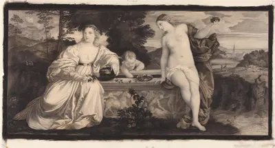 Tizians Himmlische und irdische Liebe by Eugen Eduard Schäffer — digital art print download