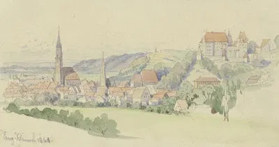 View of Landshut by Евген Климш, 1861 — digital art print download