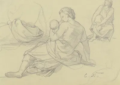 Mother with child by Эжен Наполеон Нойретер — digital art print download