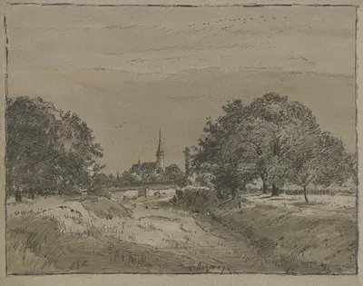 Blick auf die Kirche in Oberursel by Фердинанд Бальцер, 1909 — digital art print download