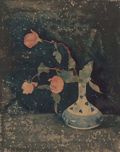 Drie rozen in een oosterse vaas by Тео Нивенхейс, 1894 — digital art print download