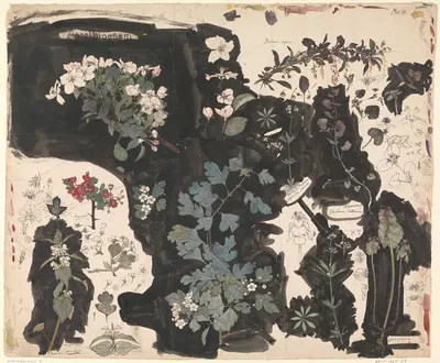 Study of Apple Blossom, Dead Nettle, Mayflower, and Ground Ivy by Тео Нивенхейс, 1896 — digital art print download