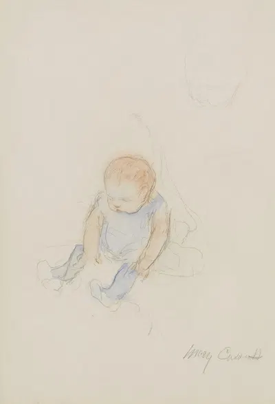 Baby in Blue Dress with Red Hair by Mary Cassatt — digital art print download