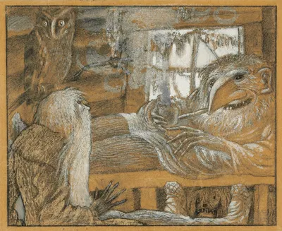 The peasant and the domovoy by Sergey Chekhonin — digital art print download