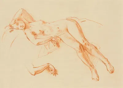 A reclining nude with a subsidiary study of arm by Уилфрид Габриэль де Глен — digital art print download