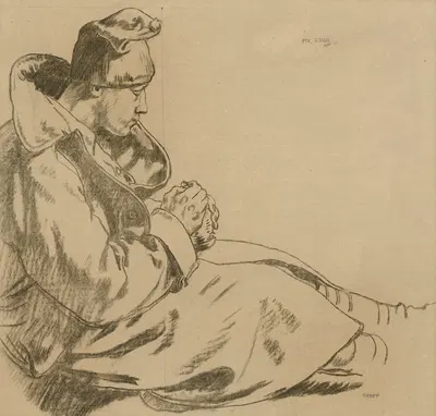 Private Green; Sketch for 'Soldiers at the Front, Resting' by Уильям Орпен — digital art print download