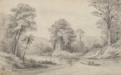 Scene on the Hutt River by William Swainson, 1845 — digital art print download