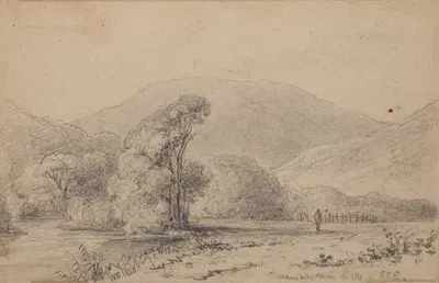 Waikanae Valley and river by William Swainson, 1849 — digital art print download