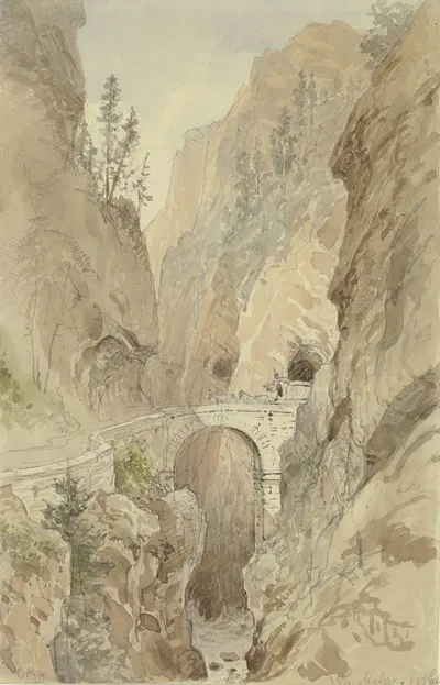 Ansicht von der Via Mala an der Splügenstraße by Карл Морганштерн, 1856 — digital art print download