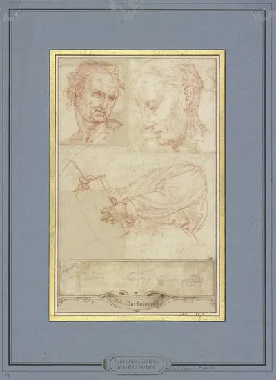 Der Heilige Markus sowie ein Mönch sowie weitere Studien by Fra Bartolomeo — digital art print download