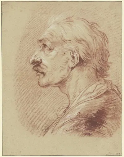 Brustbild eines Mannes mit Schnurrbart im Profil nach links by Франческо Джузеппе Казанова, 1764 — digital art print download