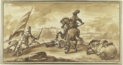 Vorpostengefecht zwischen Reitern und Fußsoldaten by Франческо Джузеппе Казанова, 1750 — digital art print download