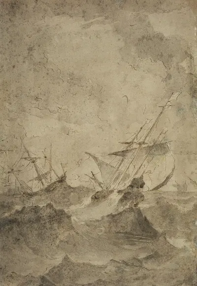 Zwei Segelboote auf stürmischer See by Франческо Гуарди — digital art print download