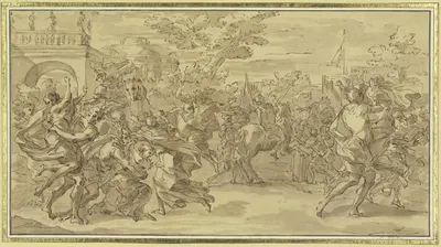 Abduction of the Sabine women by Франческо Солимена — digital art print download