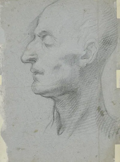 Porträt eines Mannes mit geschlossenen Augen im Profil nach links by Francesco Vanni — digital art print download
