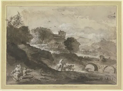 Landschaft mit einer Brücke by Франческо Цуккарелли — digital art print download