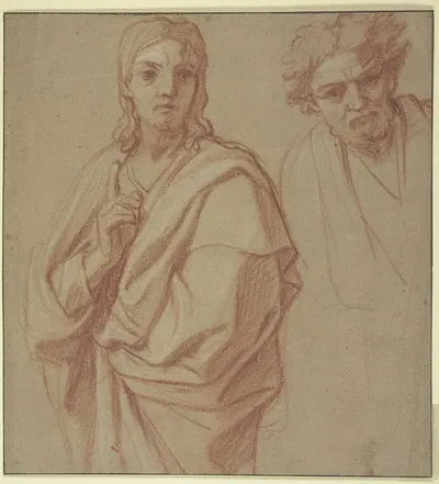 Studienblatt; Christus und ein Apostel by François-Alexandre Verdier — digital art print download