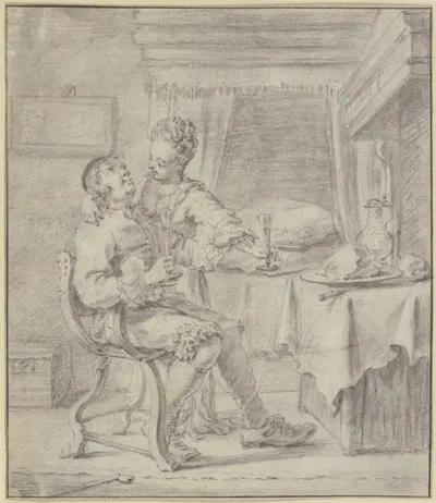 Lovers at supper by Frans van Mieris the Elder — digital art print download