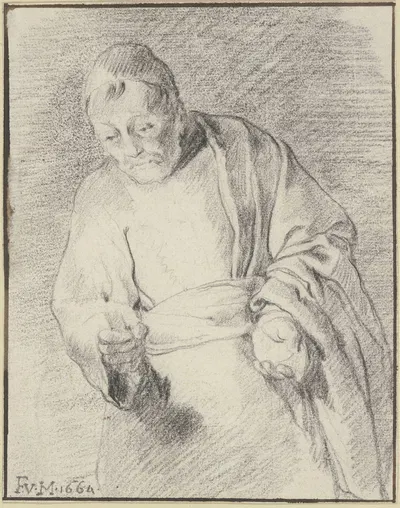 Old man with a candle by Франс ван Мейрис Старший, 1664 — digital art print download