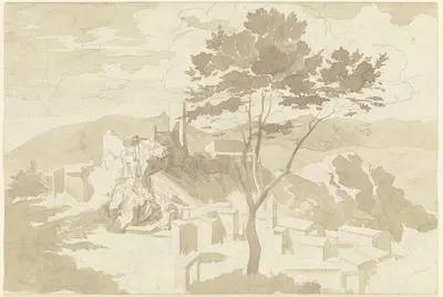 View on Olevano by Франц Теобальд Хорни — digital art print download