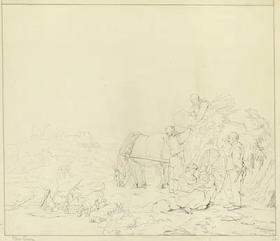 Farmers during harvest by Франц Пфорр — digital art print download