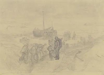 Fischer am Strand von Scheveningen by Фридрих Карл Хаусманн, 1851 — digital art print download