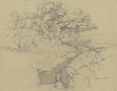 Oaks near Olevano by Friedrich Karl Hausmann, 1854 — digital art print download