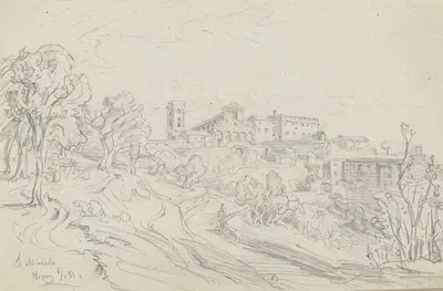 Blick auf San Miniato al Monte in Florenz by Friedrich Metz, 1851 — digital art print download