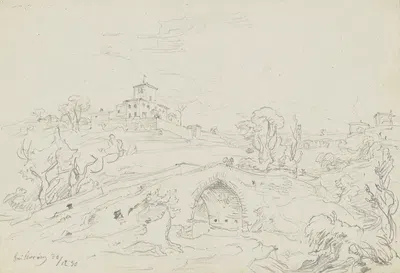 Landscape near Florence by Friedrich Metz, 1850 — digital art print download