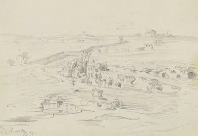 Landscape near Rome by Friedrich Metz, 1851 — digital art print download