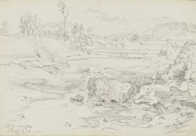 Path to Fiesole by Friedrich Metz, 1851 — digital art print download