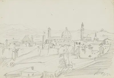 View on Florence by Friedrich Metz, 1851 — digital art print download