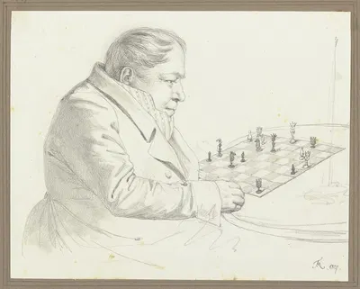 Man at the chess board by Фридрих Мосбруггер, 1827 — digital art print download