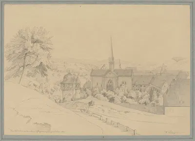 Blick auf Kloster Maulbronn, links der Faustturm by Friedrich Wilhelm Ludwig, 1848 — digital art print download